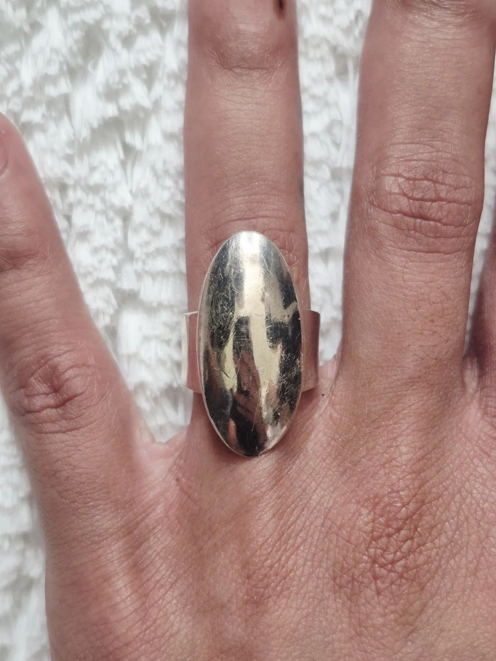 Vintage Navajo Sterling Silver Oval Dome Cocktail Ring